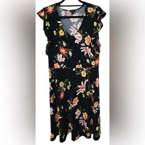 Ann Taylor Factory Black Floral Dress